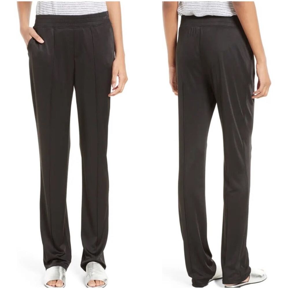 ATM Anthony Thomas Melillo Black Pleated Rayon Interlock Track Pants Large